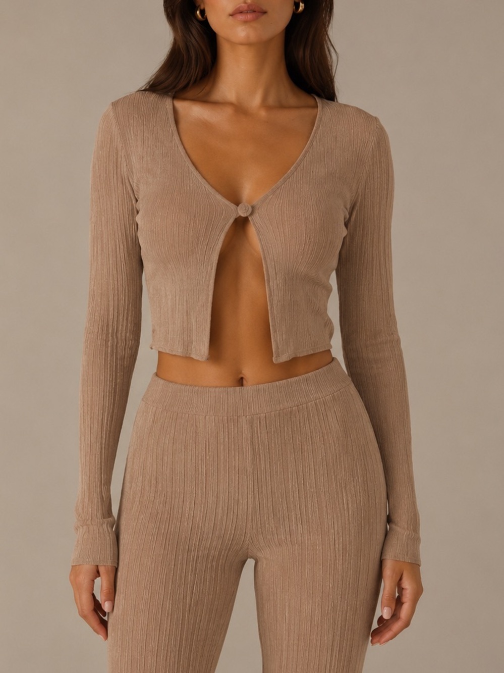 Naked Wardrobe Loosen Up My Buttons Top in Coco